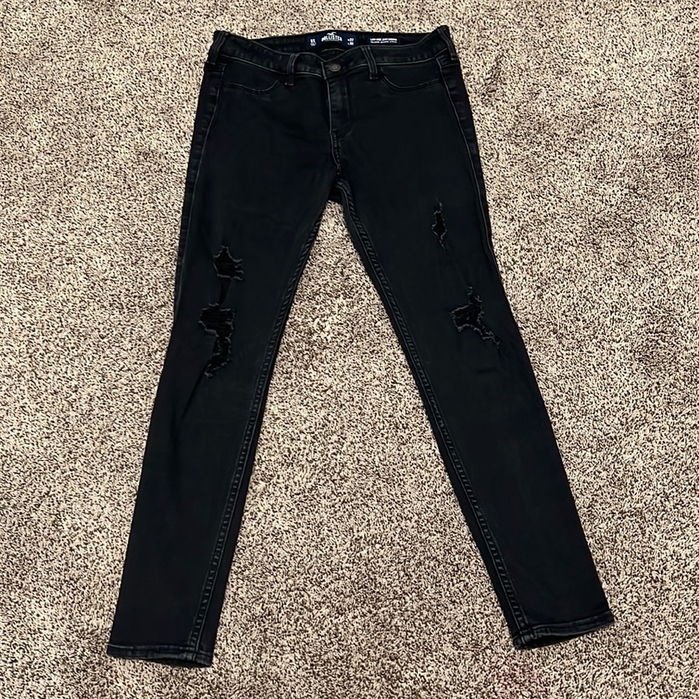Low rise black ripped jeans (size 5s)